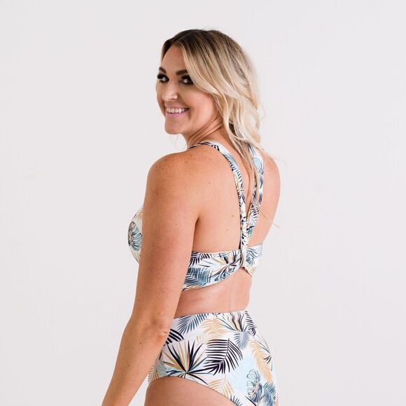 NWT Small - Midrise Full Coverage Briefs Bikini Swim Bottom in Palm Print - Picture 5 of 11